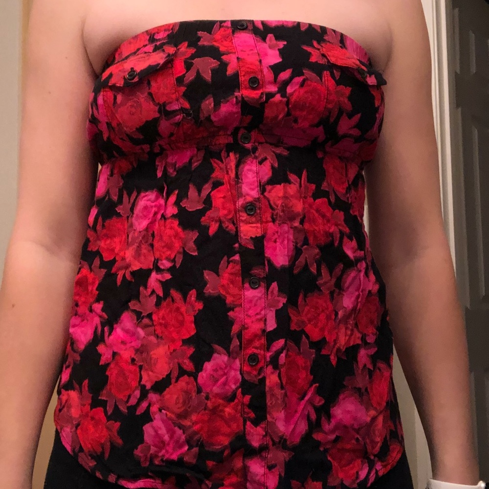 Nollie pink floral tube top size medium
